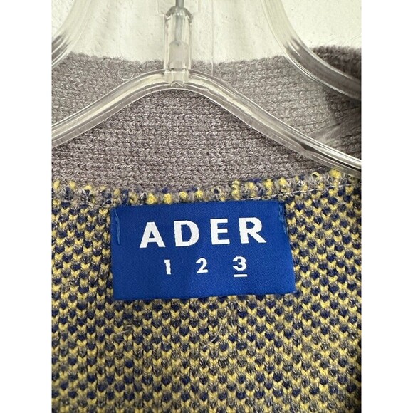 Ader Error Oversized Floral Jacquard Cardigan Gray Size Medium Step Hem Buttons - Picture 3 of 12
